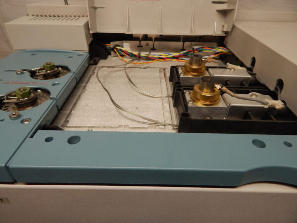 The image shows the inside of a mass spectrometer.